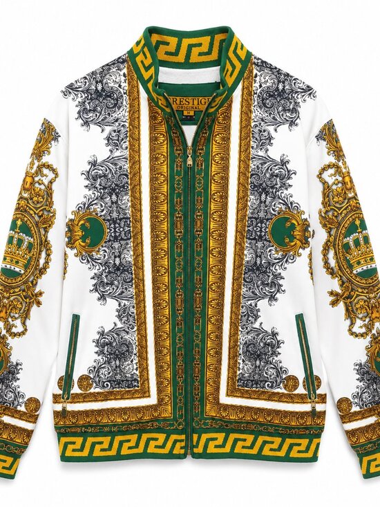 Prestige Other - Green and Gold Casual Full Zip Lightweight Jacket